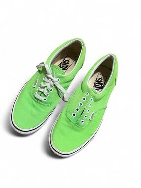 Vans Low-Top Canvas Sneakers in Bright Green and White